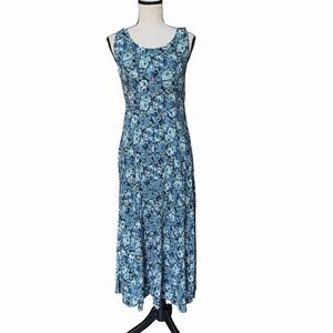 VTG 90s NWT All That Jazz Blue Floral Corset Back Maxi Dress Grunge 5/6